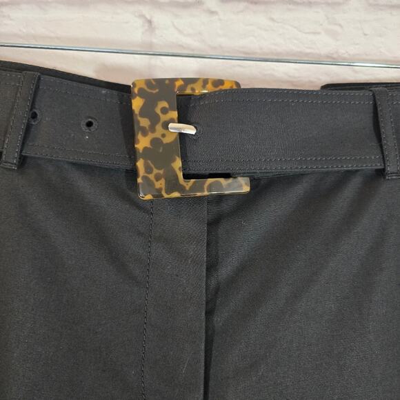 E LAFAYETTE 148 Rockefeller Ankle Crop Wide Leg Belt Pants Black Size 8 Designer - Picture 2 of 11